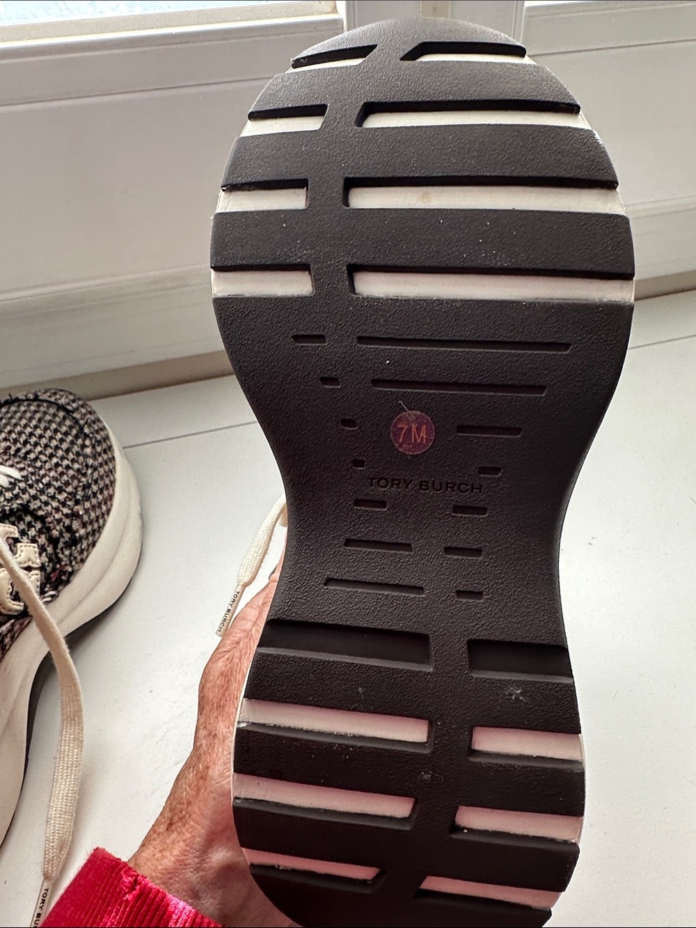 Tory Burch Houndstooth Tweed Lace-Up Sneakers in Black & Cream - Picture 8 of 10